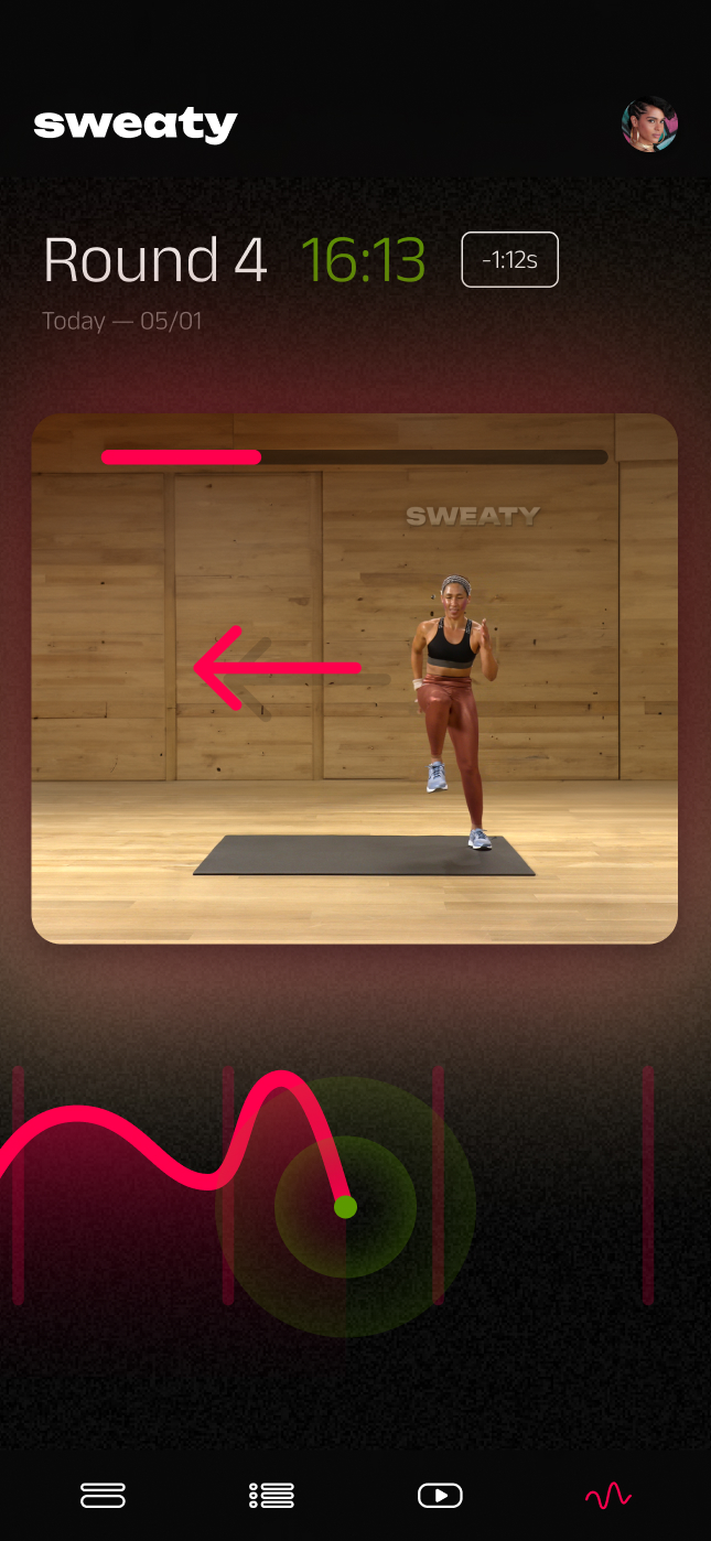 Sweaty HIIT App Active Session Screen